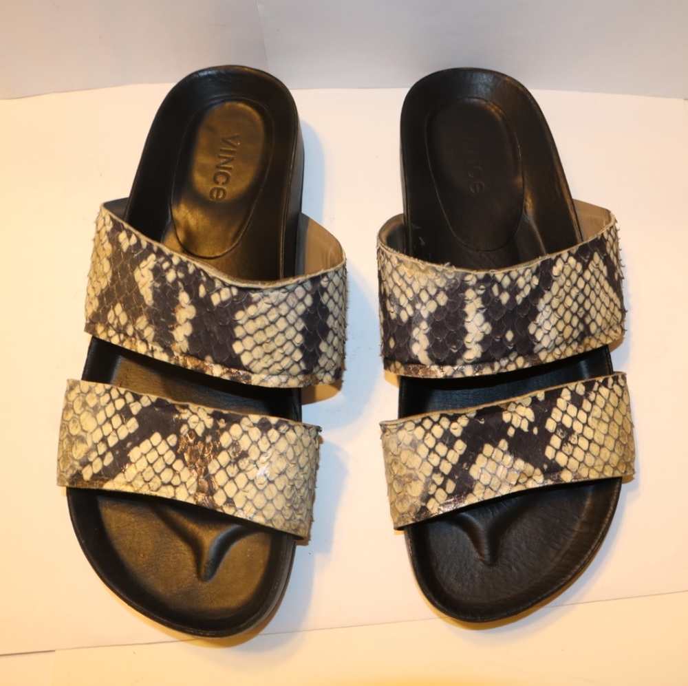 Vinceorion Python-Print Pool-Slide, Black/White - image 2